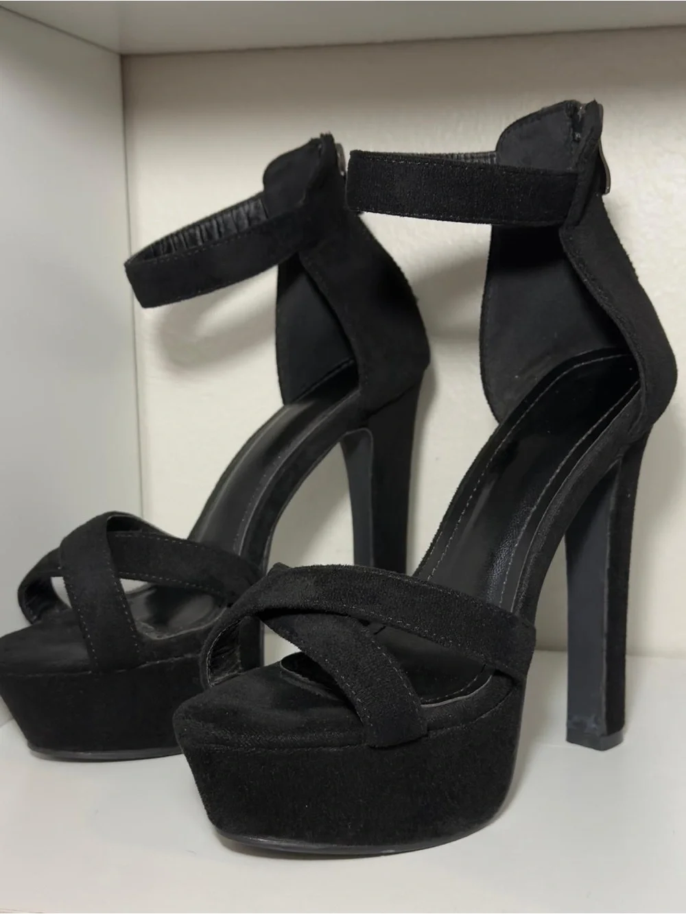 SHEIN Black/ Elegant High Platform Thick Heel Sandals for Women